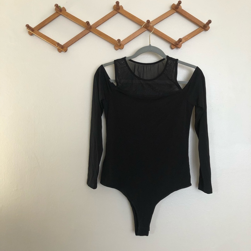 BCBGeneration Cold Shoulder Long Sleeve Bodysuit
